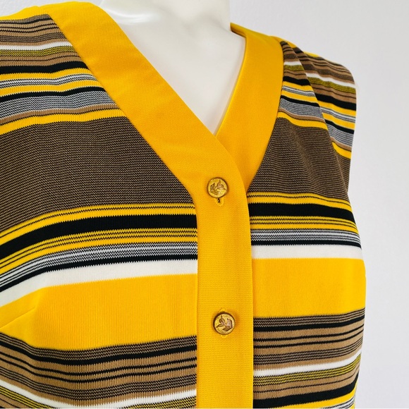 Vintage Koret of California Stripped Yellow Brown Vest Union Made - Picture 3 of 11
